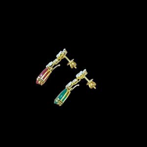 Grand Ruby & Emerald Diamond Starburst Stud Earrings
