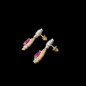 Radiant Yellow Sapphire & Diamond Leaf Drop Earrings
