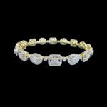 Radiant Diamond Cluster White Gold Bangle