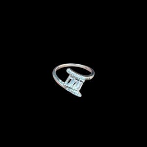 Elegant Silver Baguette Diamond Ring