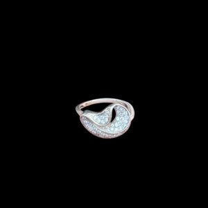 Graceful Silver Diamond Paisley Ring