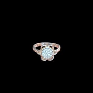 Elegant Silver Diamond Floral Ring