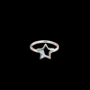 Whimsical Silver Diamond Open Star Ring