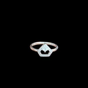 Dainty Silver Diamond Open Heart Ring