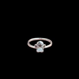 Playful Silver Diamond Bee Ring