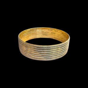 Radiant Gold & Diamond Stackable Bangles Set