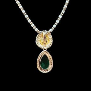 Divine Polki Diamond & Emerald Pear Pendant