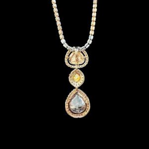 Graceful Polki Diamond & Pink Pear Pendant