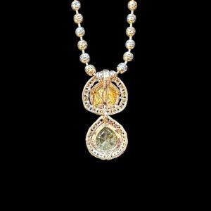 Ethereal Polki Diamond & Yellow Drop Pendant