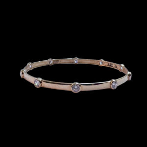 Radiant Diamond Station Rose Gold Bangles Pair