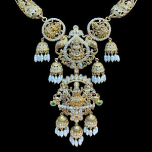 Divine Lakshmi Antique Gold Jhumka Necklace