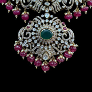 Divine Lakshmi Diamond & Ruby Temple Necklace