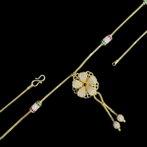 Grand Diamond Blossom Tassel Gold Necklace
