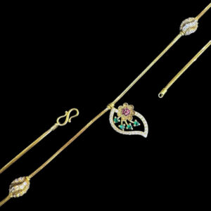 Ornate Emerald & Ruby Floral Leaf Gold Necklace