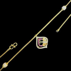 Regal Ruby & Diamond Paisley Gold Necklace