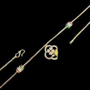 Ornate Floral Ruby & Emerald Gold Necklace