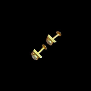 Elegant Diamond Square Gold Studs