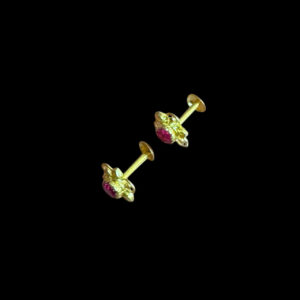 Dainty Ruby Floral Gold Studs
