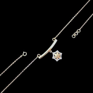Dainty Floral Diamond Gold Bar Necklace