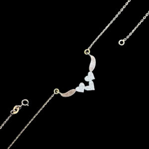 Dainty Twin Heart Diamond Gold Necklace