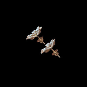 Elegant Rose Gold Diamond Floral Studs