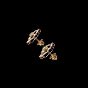 Elegant Emerald & Diamond Floral Studs