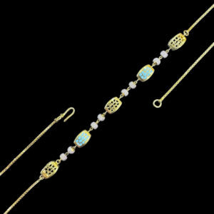 Ornate Turquoise & Gold Bead Necklace