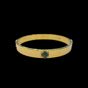 Elegant Navratna Accent Plain Gold Bangles Pair