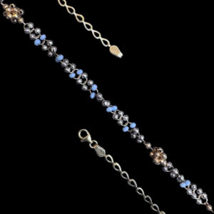 Whimsical Blue Bead & Floral Cluster Necklace