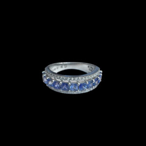 Regal Blue Sapphire & Diamond Band Ring