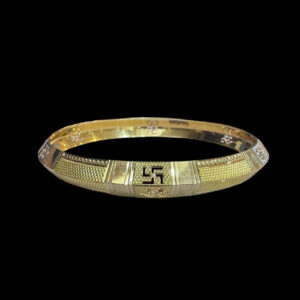 Divine Om & Swastik Engraved Gold Kada