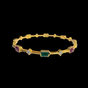 Majestic Ruby & Emerald Gold Bangles Pair