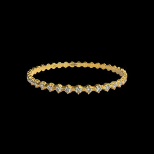 Radiant Diamond Line Gold Bangles Pair