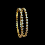 Radiant Diamond Line Gold Bangles Pair
