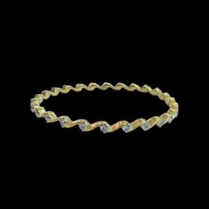 Elegant Twisted Diamond Spiral Gold Bangles Pair