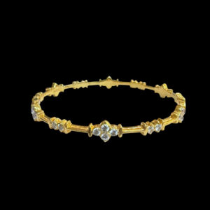 Graceful Floral Diamond Gold Bangles Pair