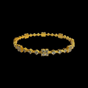 Regal Diamond Square Cluster Gold Bangles Pair