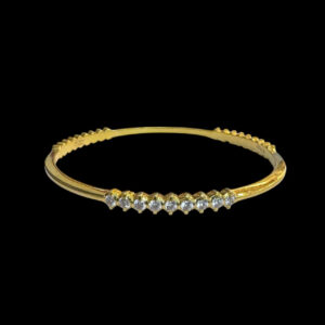 Dainty Single-Line Diamond Gold Bangles Pair