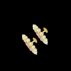 Radiant Ruby Floral & Pearl Stud Earrings