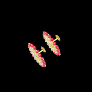Regal Peacock Coral & Diamond Stud Earrings