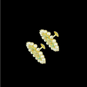 Divine Lakshmi Emerald & Pearl Stud Earrings
