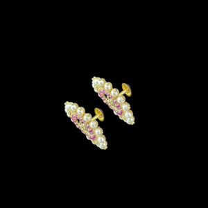 Divine Lakshmi Ruby & Pearl Stud Earrings