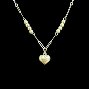 Playful Silver Heart Pendant Chain