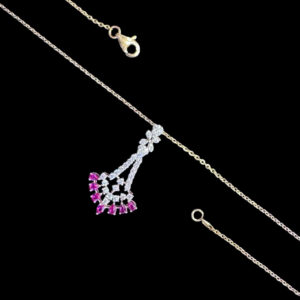 Elegant Ruby & Diamond Chandelier Pendant Chain