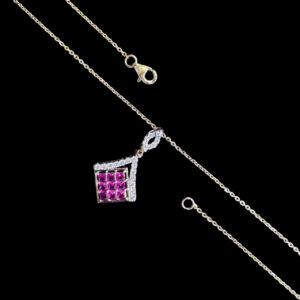 Regal Ruby & Diamond Kite Pendant Chain