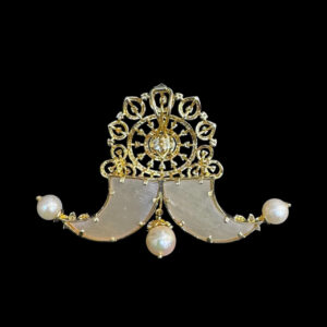 Ornate Emerald & Diamond Tiger Claw Pendant with Pearl Drop