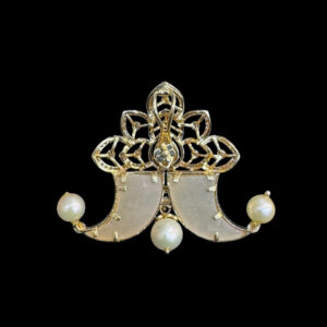 Graceful Emerald & Diamond Lotus Tiger Claw Pendant