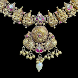 Majestic Lakshmi Antique Gold Kasu Necklace