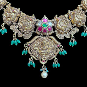 Divine Lakshmi Peacock Antique Gold Necklace V