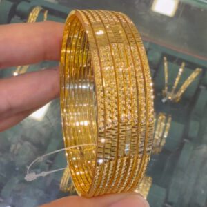 Radiant Gold Diamond-Cut Bangles Set